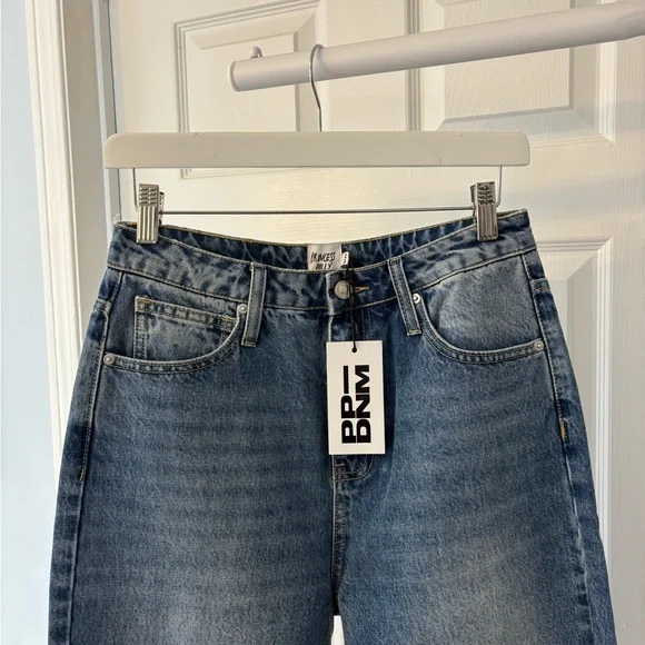 Princess Polly Blue Highrise Straight Leg Jeans Size 6 Cotton - Picture 4 of 11